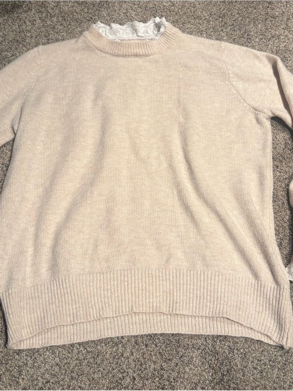 Light Cream Ruffle Mock Neck Sweater